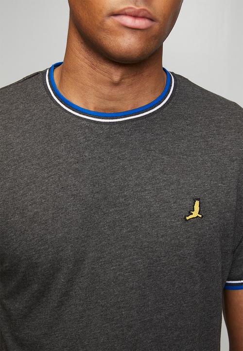 Brave Soul - Crew Neck Tee  - Dk Charcoal Marl/Royal/Optic White