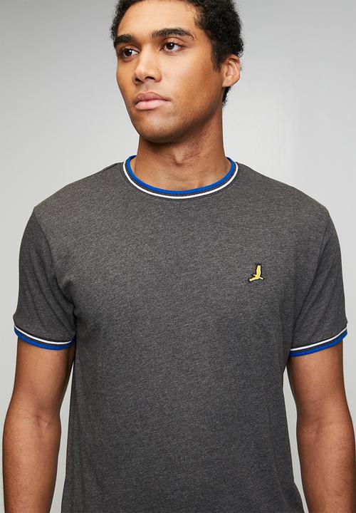 Brave Soul - Crew Neck Tee  - Dk Charcoal Marl/Royal/Optic White