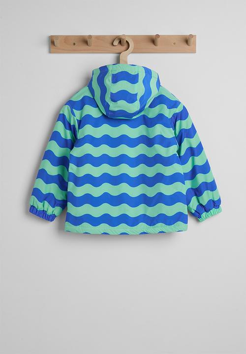 Pop Candy - Wavy striped hooded jacket - blue/green