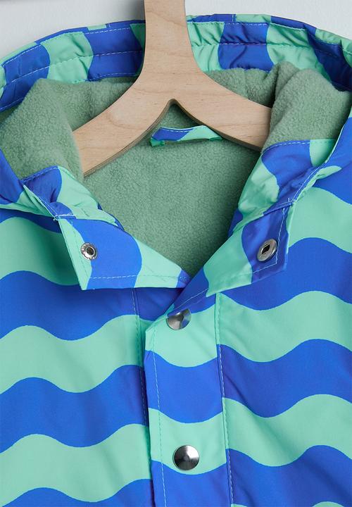 Pop Candy - Wavy striped hooded jacket - blue/green