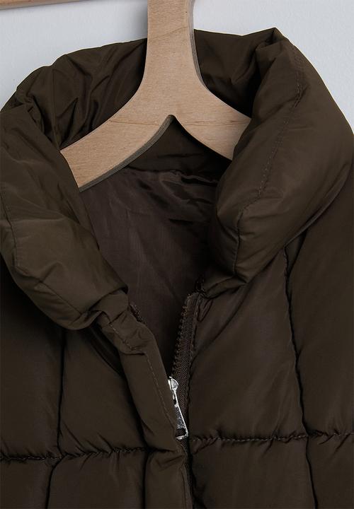 Pop Candy - Padded funnel neck vest - coffee