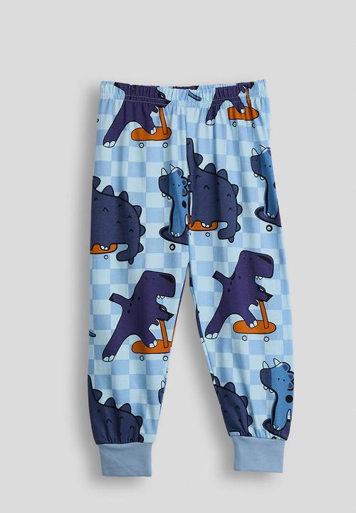 Pop Candy - Printed checker board pj set - blue/skater dino multi