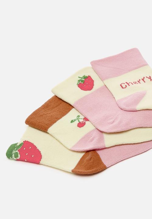 Pop Candy - 4 pack baby crew socks - pink/cream/multi