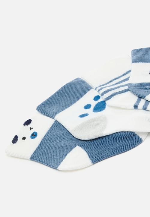 Pop Candy - 4 pack baby crew socks - blue/white/multi