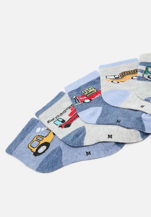 Pop Candy - 5 pack crew socks - grey/blue 