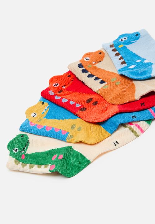 Pop Candy - 5 pack dino crew socks - multi colour