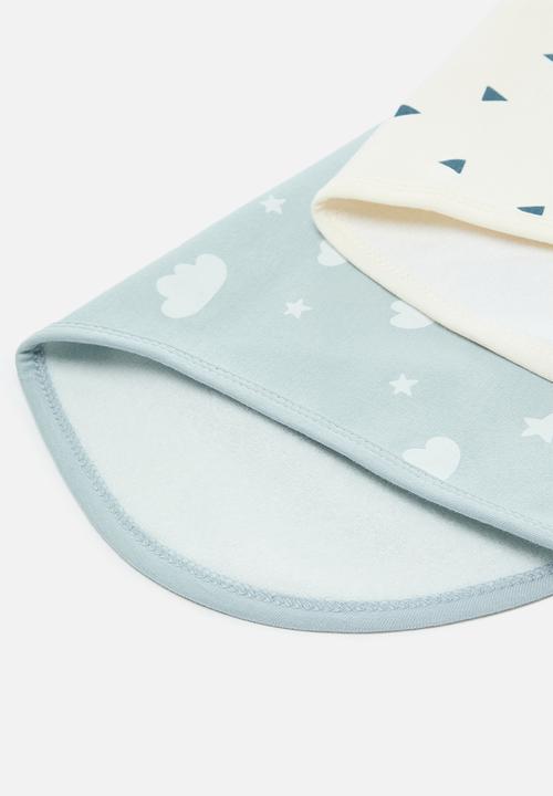 Pop Candy - 2 pack burp cloth - blue/cream/multi