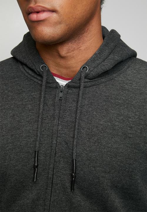 Brave Soul - Hoody Full Zip Through. - Charcoal Marl