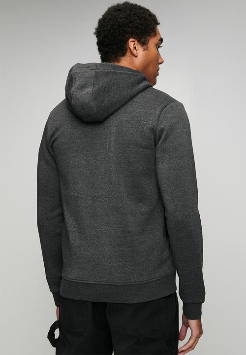 Brave Soul - Hoody Full Zip Through. - Charcoal Marl