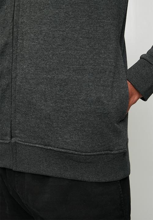 Brave Soul - Hoody Full Zip Through. - Charcoal Marl