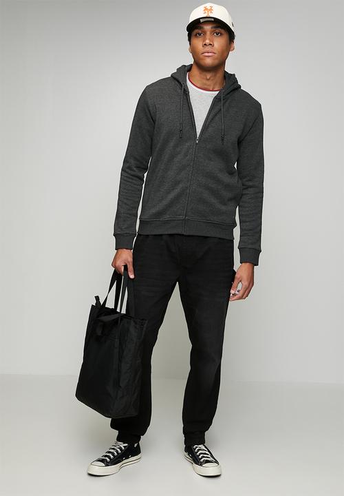 Brave Soul - Hoody Full Zip Through. - Charcoal Marl