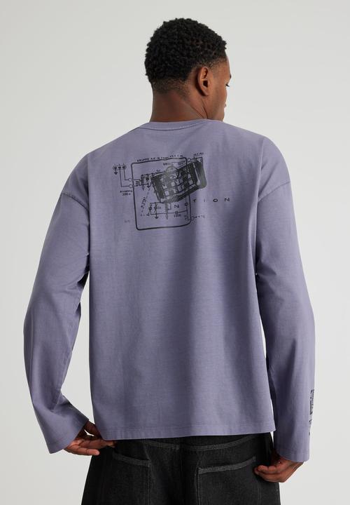 Factorie - Notion Long Sleeve Tshirt - Ntn Washed Purple Maze/Internal Machine