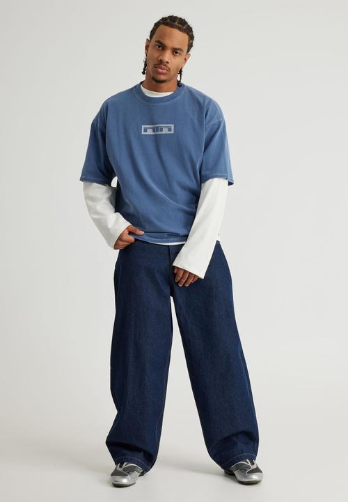 Factorie - Notion Vintage Graphic Tshirt - Ntn Washed Blue Aura/Logo Panelling