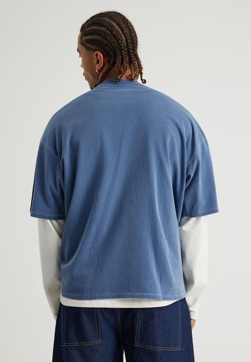 Factorie - Notion Vintage Graphic Tshirt - Ntn Washed Blue Aura/Logo Panelling