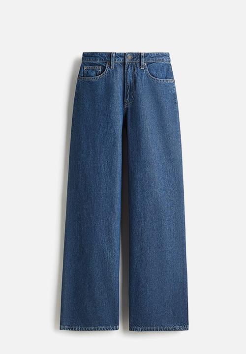 H&M - Wide high waist jeans - denim blue