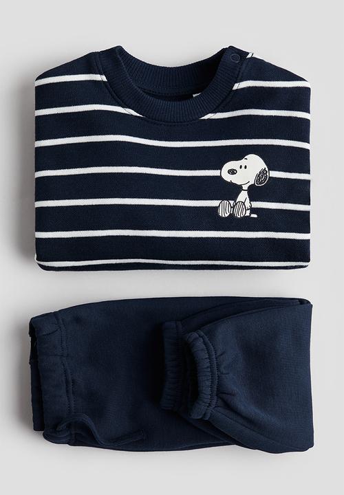 H&M - 2-piece printed sweatshirt set - navy blue/snoopy