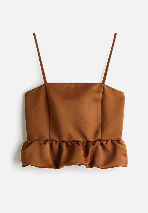 H&M - Bubble-hem strappy top - brown