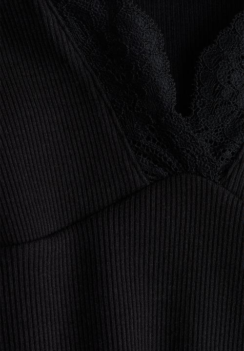 H&M - Lace-trimmed top - black