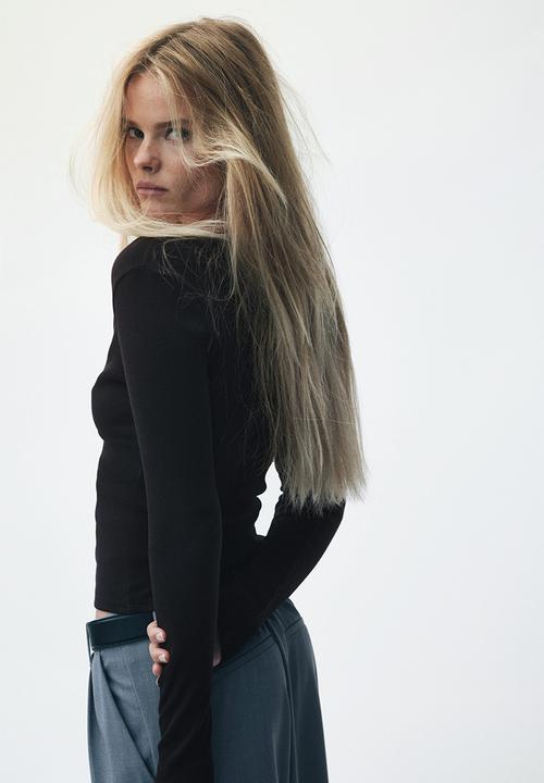 H&M - Lace-trimmed top - black
