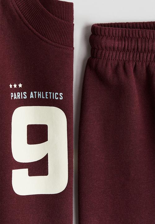 H&M - 2-piece sweatshirt and joggers set - dark red/94
