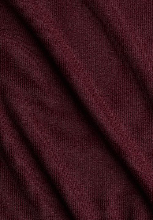 H&M - Ribbed polo-neck top - burgundy
