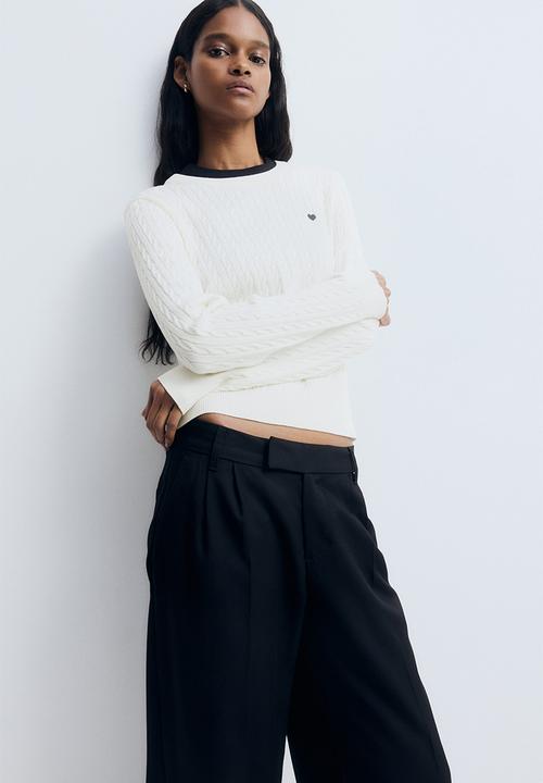 Cable-knit jumper - white - 1302100004