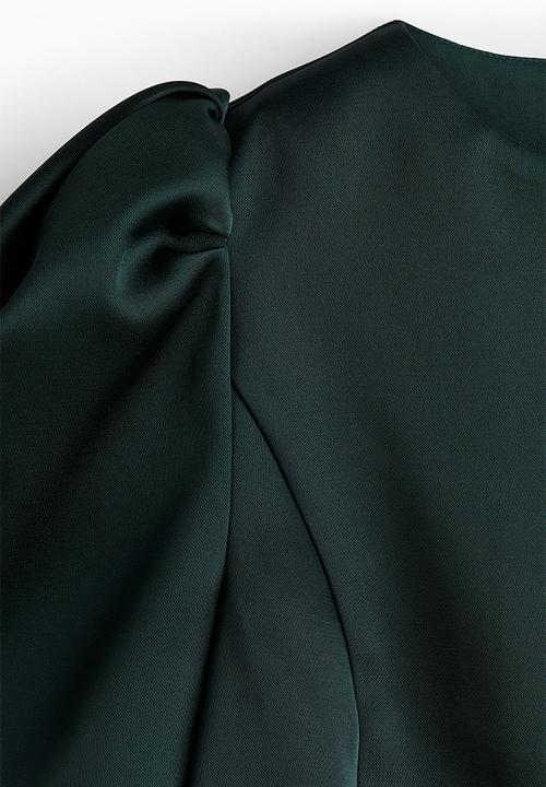 H&M - Puff-sleeved blouse - dark green