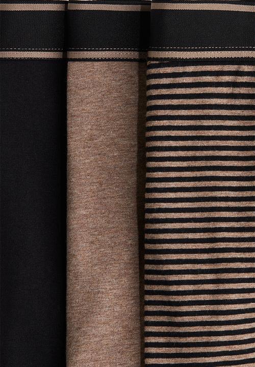 H&M - 3 pack mid trunks - beige black striped