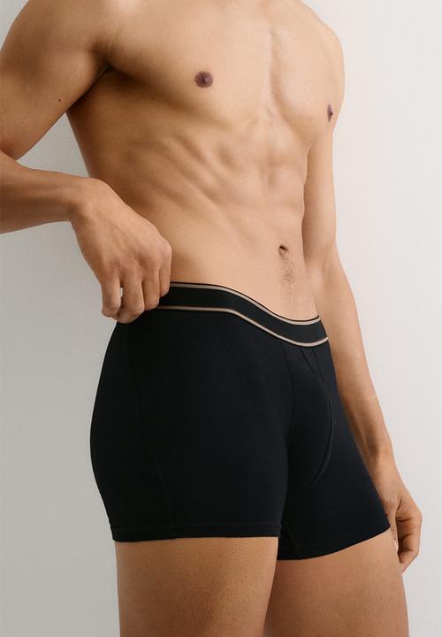 H&M - 3 pack mid trunks - beige black striped