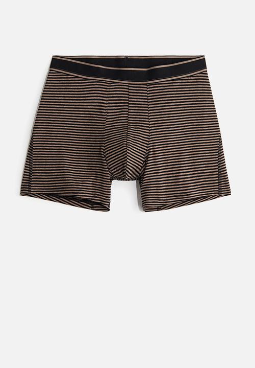 H&M - 3 pack mid trunks - beige black striped