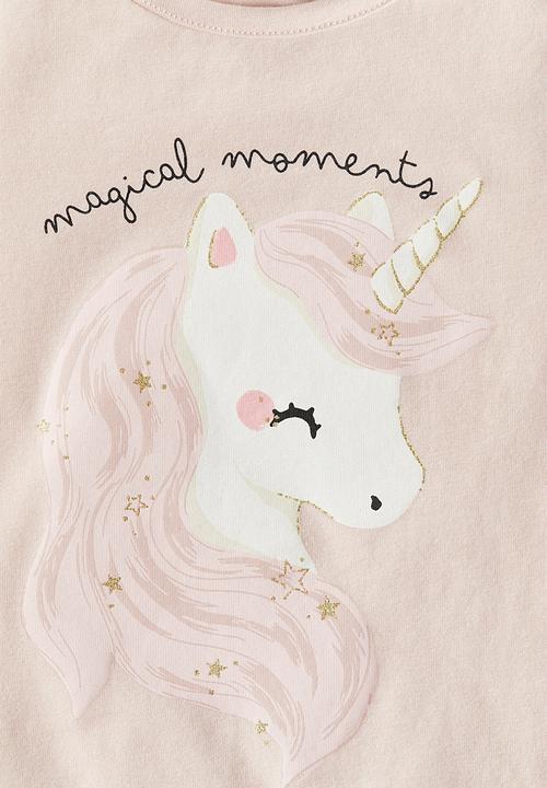 H&M - Printed jersey top - light pink/unicorn