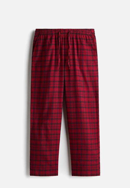 H&M - Relaxed fit flannel trousers - red checked