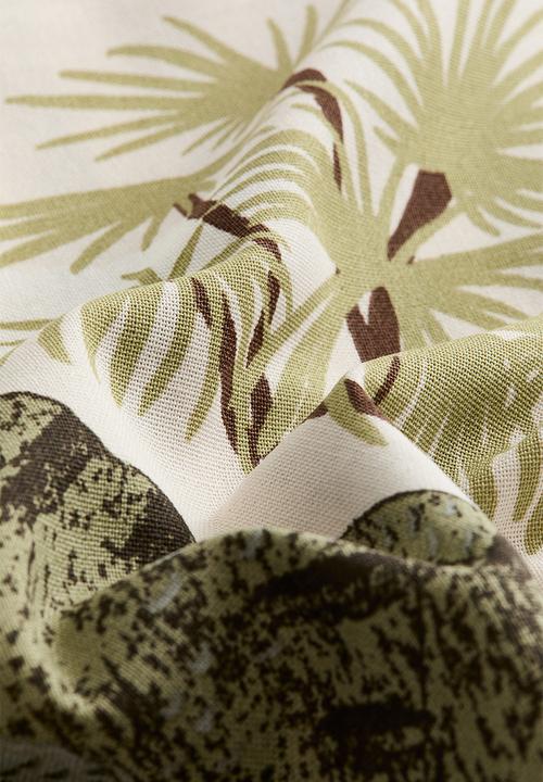 H&M - Printed cotton canvas cushion cover - light beige/t-rex