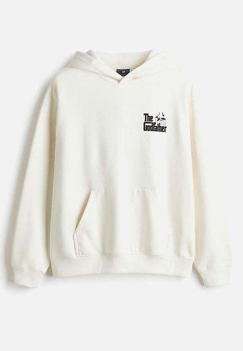 H&M - Loose fit printed hoodie - white the godfather