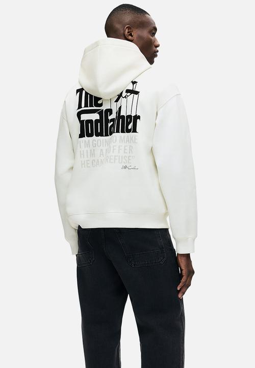 H&M - Loose fit printed hoodie - white the godfather