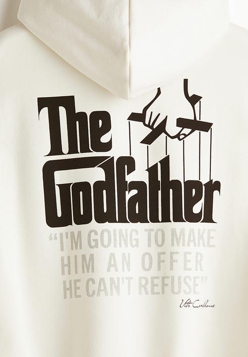 H&M - Loose fit printed hoodie - white the godfather