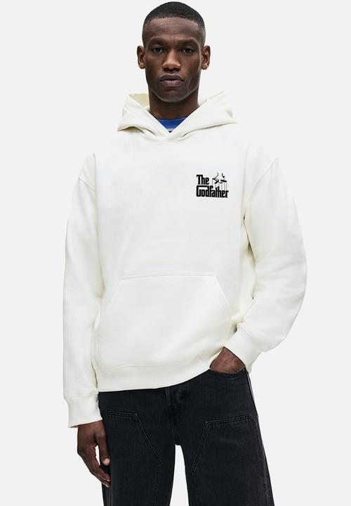 H&M - Loose fit printed hoodie - white the godfather