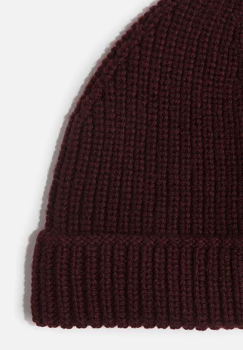 H&M - Rib-knit beanie - burgundy