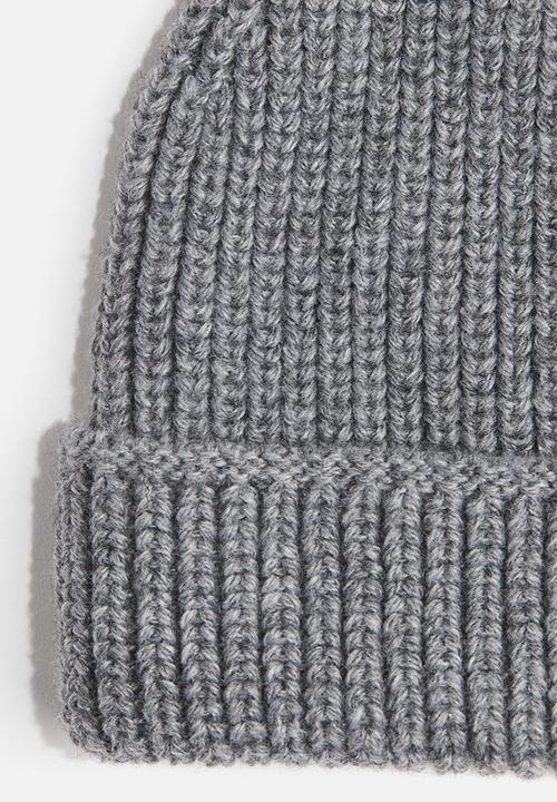 Rib-knit beanie - dark grey marl - 1308939002