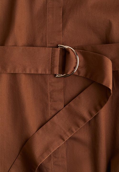 H&M - Belted poplin shirt dress - brown