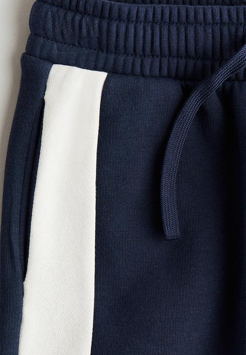 H&M - Colour-blocked joggers - navy blue/white