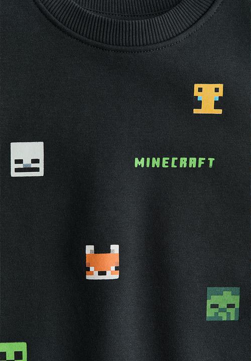 H&M - Printed sweatshirt - black/minecraft