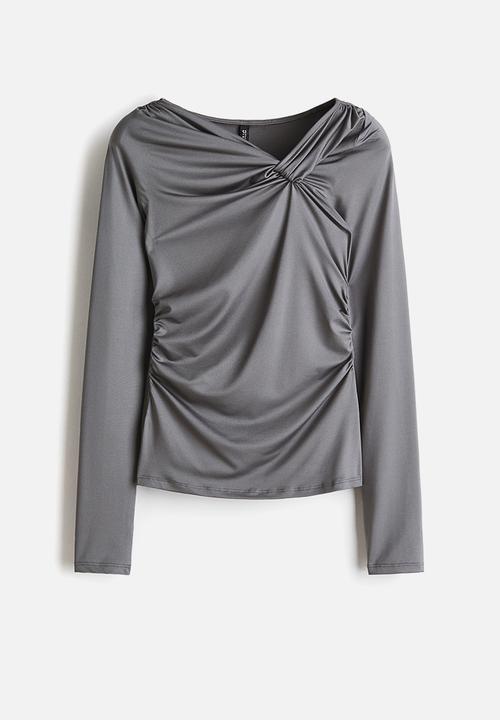 H&M - Twist-detail top - grey