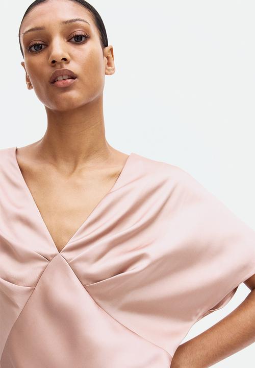 H&M - V-neck satin dress - beige