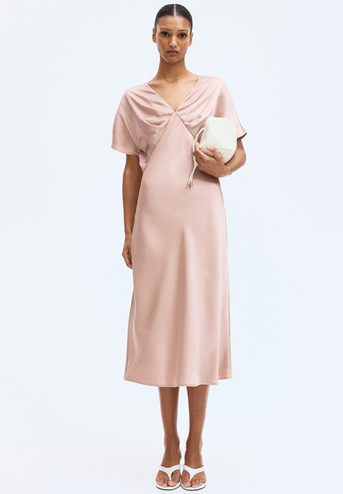 H&M - V-neck satin dress - beige