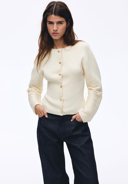 H&M - Rib-knit cardigan - cream