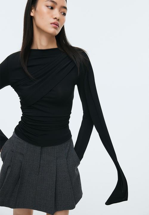 H&M - Gathered top - black