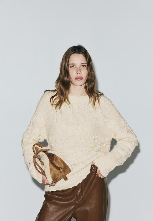 H&M - Textured-knit jumper - light beige