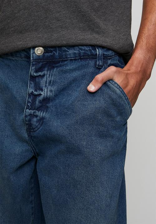 Brave Soul - Wide Leg Denim Jean - Mid Blue Regular Length