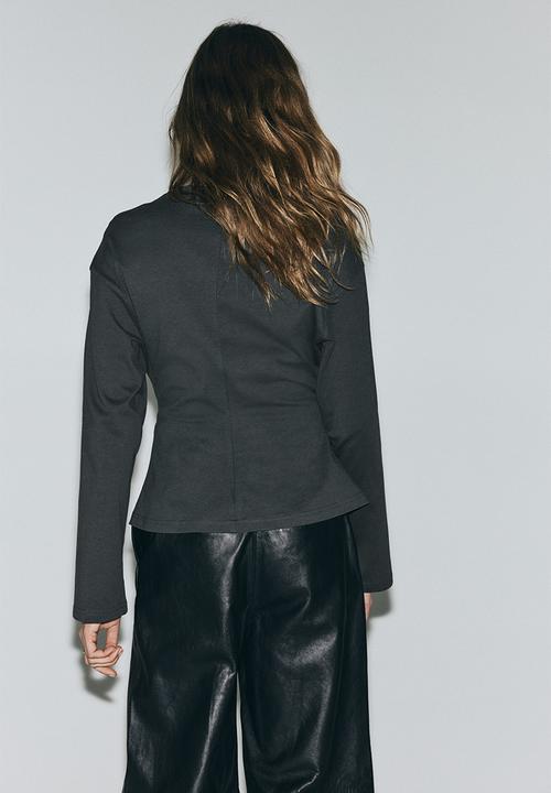 H&M - Gathered cotton jersey top - dark grey